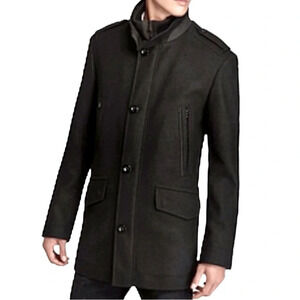 Hugo Boss Black Pea Coat for Men